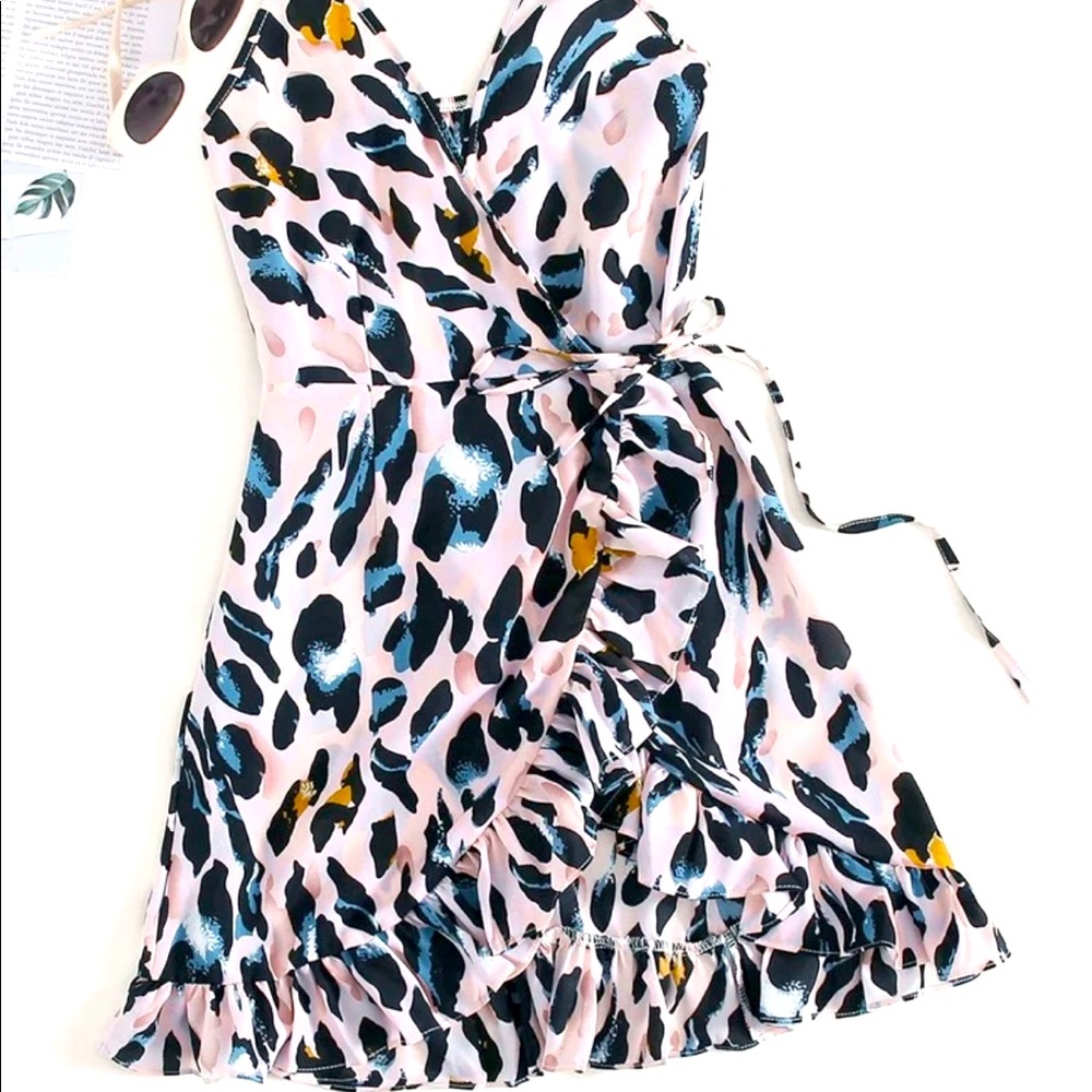 Plus Leopard Print Side Wrap Cami Dress